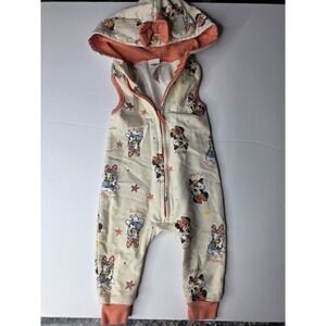 Disney Minnie Mouse Daisy Duck Sleeveless Hooded Romper Cream Peach 3-6M